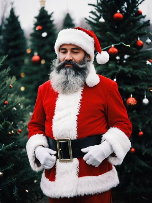 Man in Santa Costume Outdoors