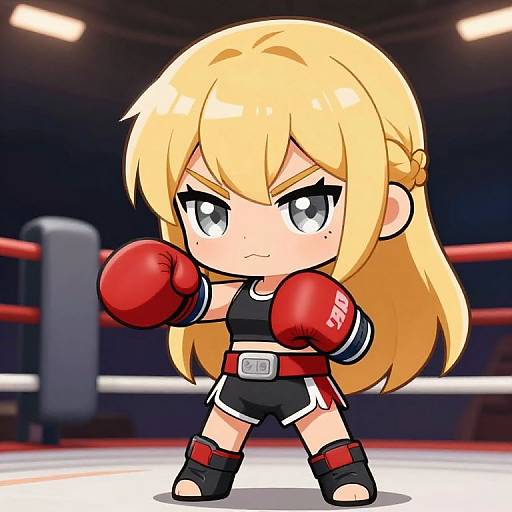 Chibi Female Fighter Punching