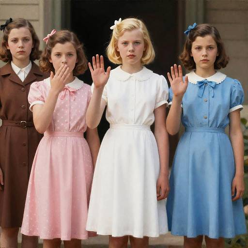 Vintage Girls in 1940s Dresses Portrait