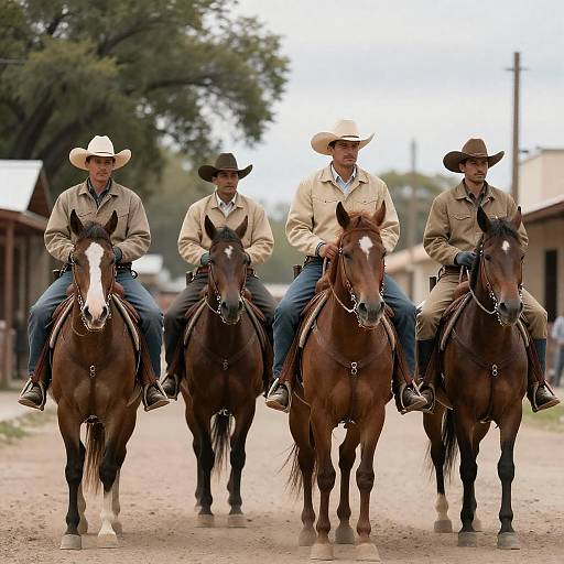 Cowboy Riders on a Dusty Street