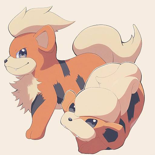 Illustration of Growlithe, pokemon in the style of Reia 76