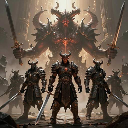 Epic Battle of Armored Demon Warriors