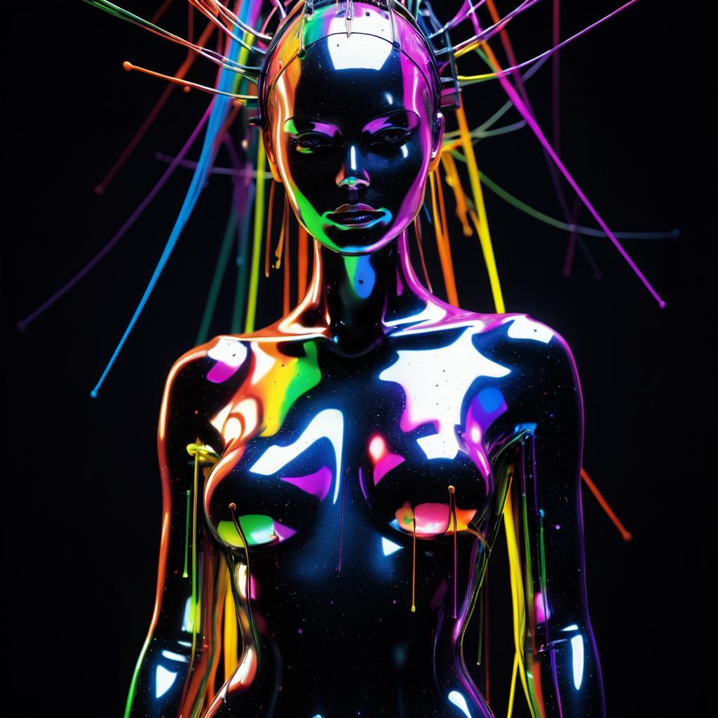 Vivid Painted Cyberpunk Mannequin Art