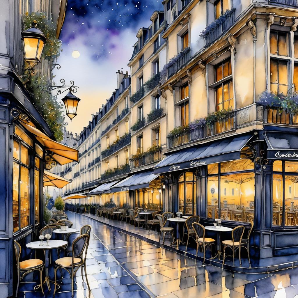 Enchanting Parisian Café at Twilight