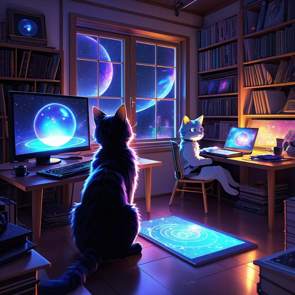 Holographic Cat Brings Joy to Programmer