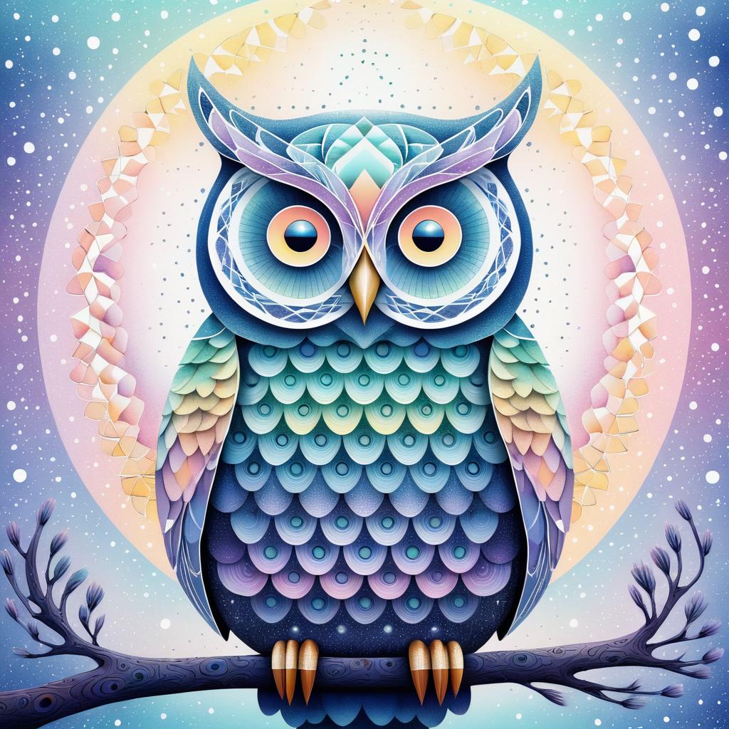 Playful Pastel Owl in Whimsical Style