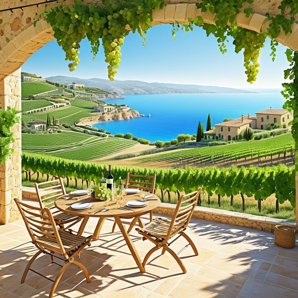 Scenic Mediterranean Vineyard with Ocean View