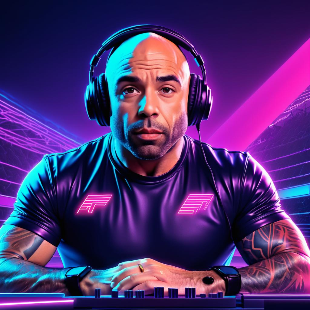 Athletic Joe Rogan in Synthwave Style