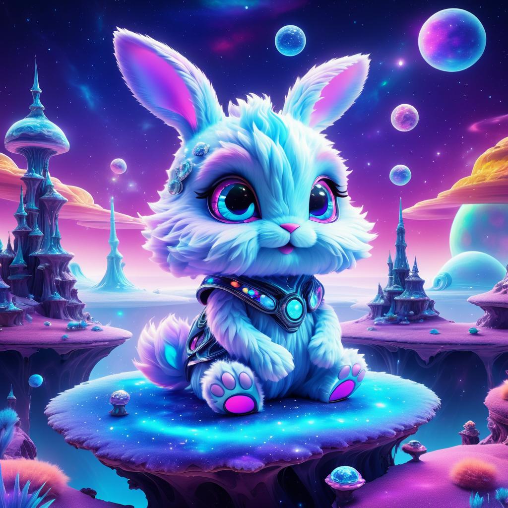 Whimsical Alien Rabbit on Jupiter