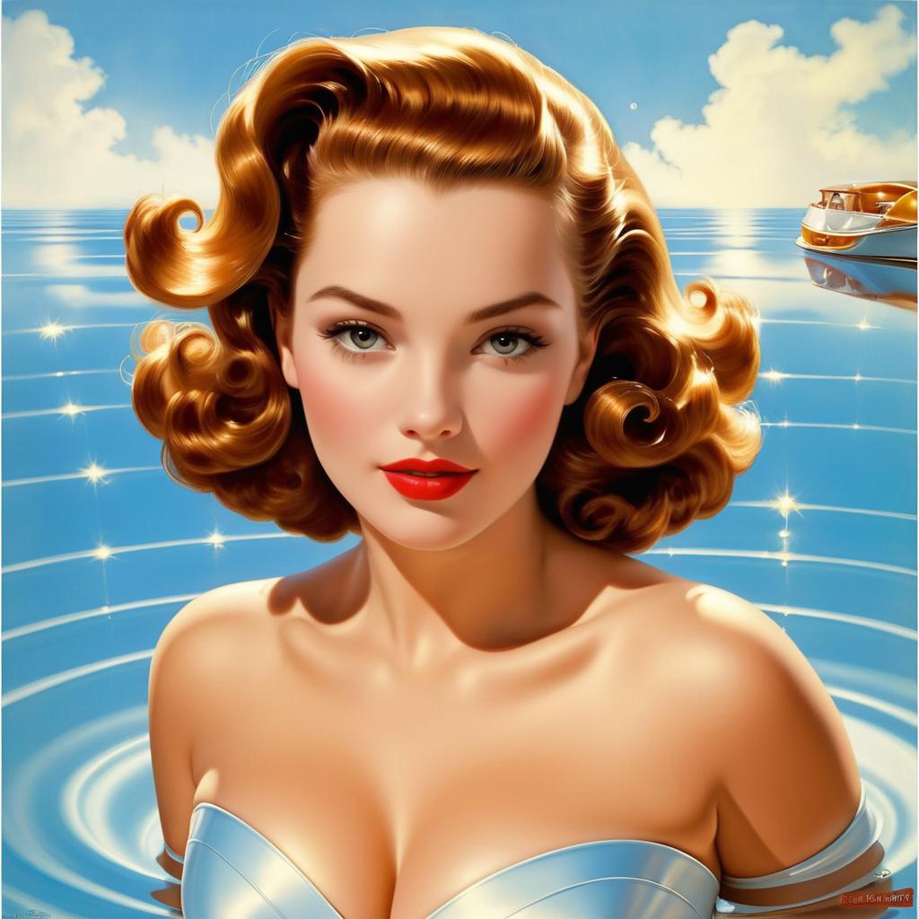 Floating Beauty: A Gil Elvgren Inspired Scene