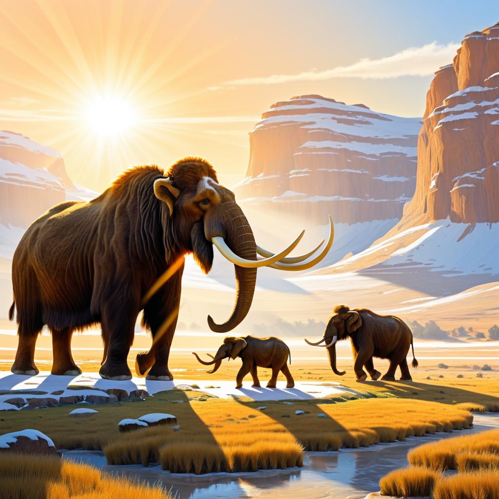 Woolly Mammoth in a Prehistoric Landscape