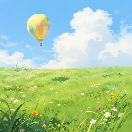 Whimsical Balloon in Meadow