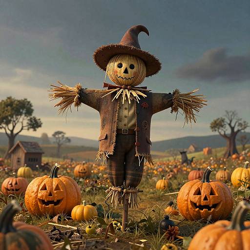 Animated Scarecrow in Haunted Harvest