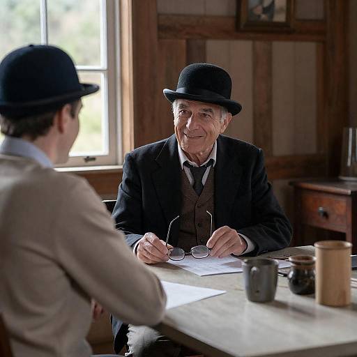 Rustic Room with Two Men Portrait