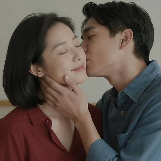 Intimate Cheek Kiss, Warm Romantic Portrait