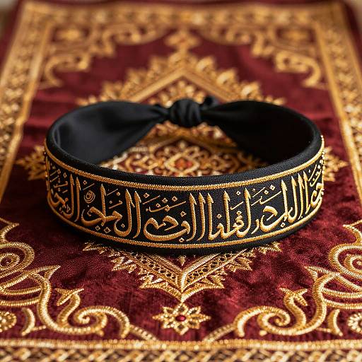 Hamas Headband on Traditional Middle Eastern Fabric