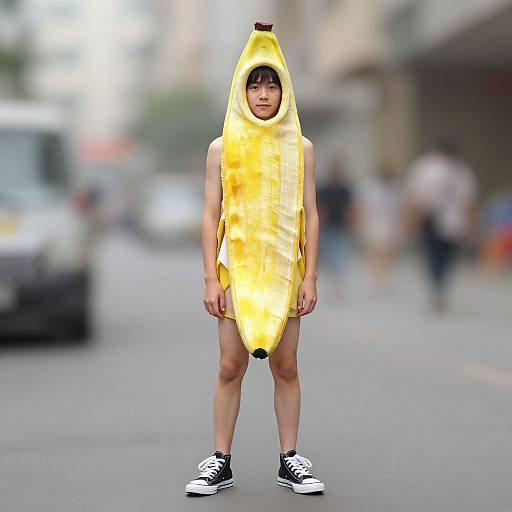 Realistic Boy in Banana Costume