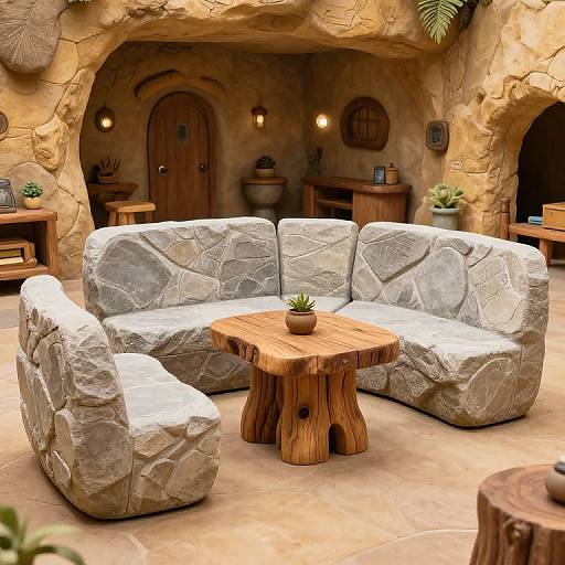 Playful Flintstones Stone Furniture Concept