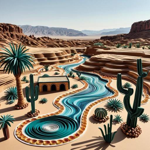 Mystical Desert Oasis in Quilling Art