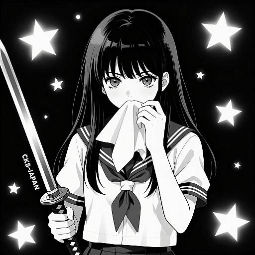 Intense Japanese Girl with Katana