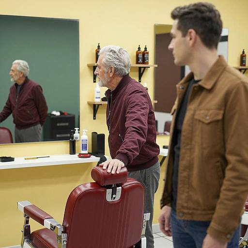 Classic Barber Shop Scene with Two Men