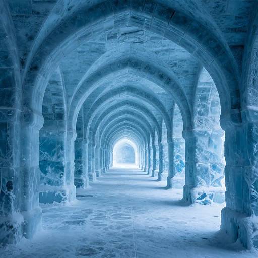 Icy Arched Stone Corridor Passage