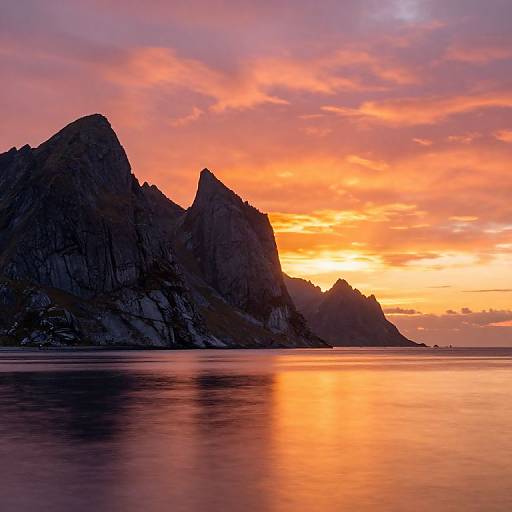 Sunset Over Serene Mountain Lake
