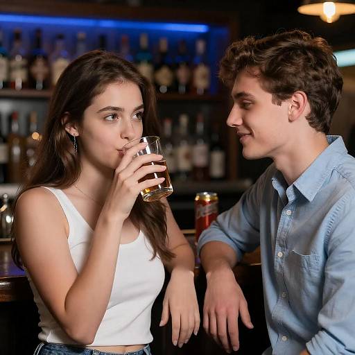 Casual Bar Scene with Young Couple
