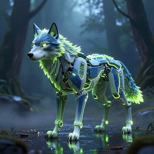 Futuristic Neon Bionic Wolf