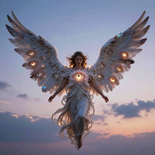 Ethereal Multi-Eyed Angel Soaring