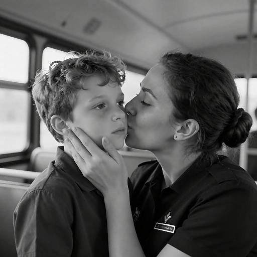 Tender Moment in Bus Interior
