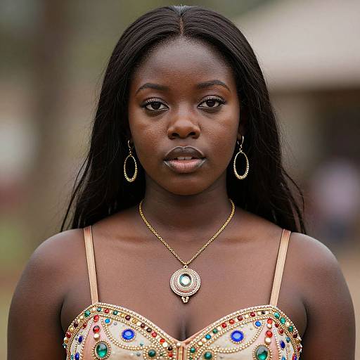 Realistic Dark-Skinned Female Portrait