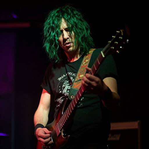 Energetic Male Musician on Dim Stage