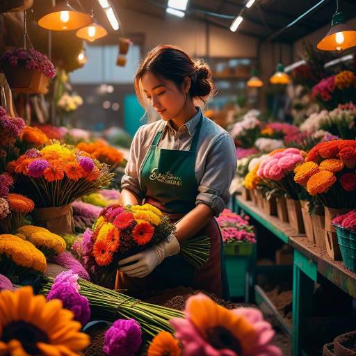 Vibrant Flower Market in Dreamy Light