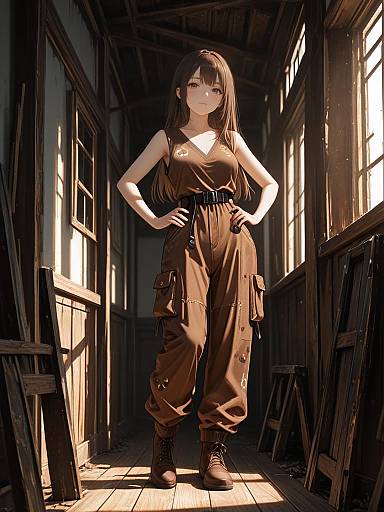 Stylish Anime Girl in Fashion Jumpsuit