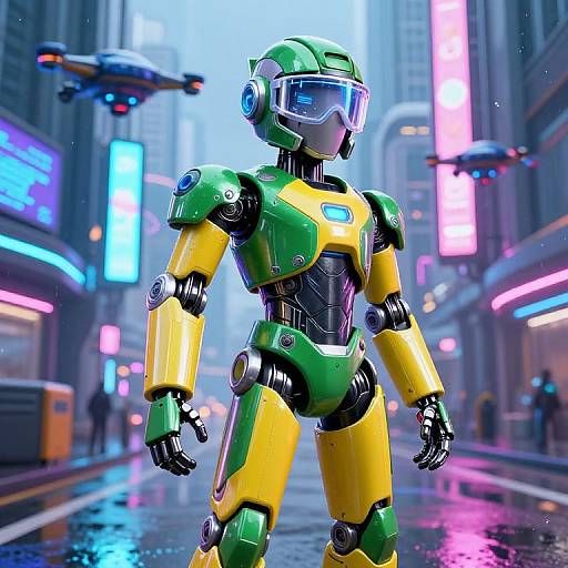 Futuristic Mannequin in Neon City