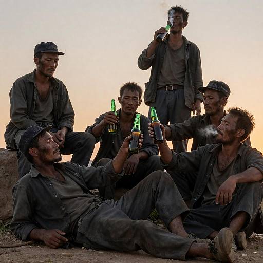 Rustic Sunset Gathering of Rugged Men