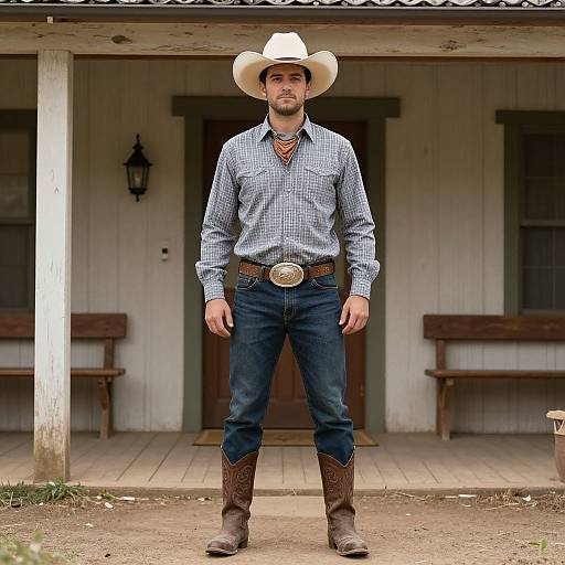 Male Farmer Costume with Cowboy Hat