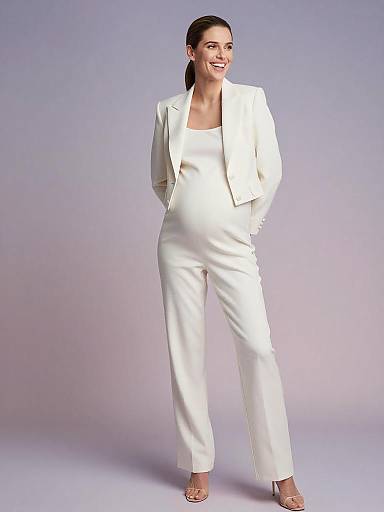 Editorial Maternity Couture: Tailored White Suit