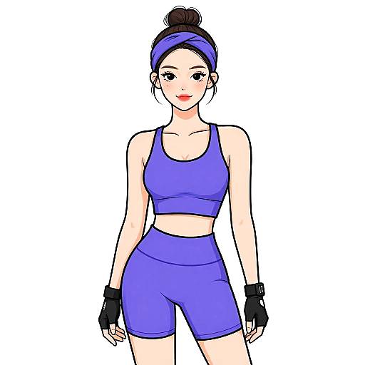 Athletic Woman in Heathered Blue Workout