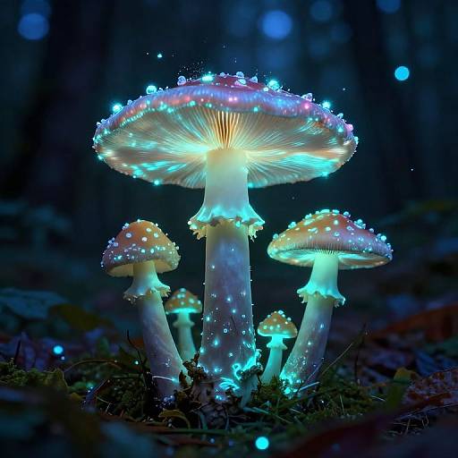 Glowing Mushrooms in Mystical Forest