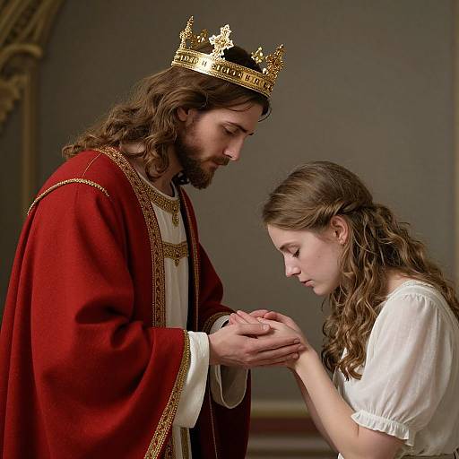 Jesus Blessing a Young Woman in Prayer