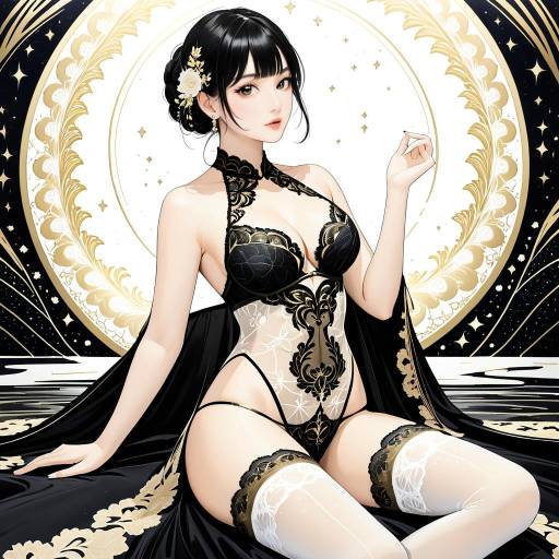 Serene Maiden in Elegant Lingerie Pose Serene Maiden in Elegant Lingerie Pose