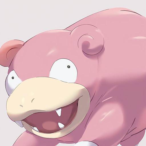 Illustration of Slowpoke, pokemon in the style of Akira (coffee curry)