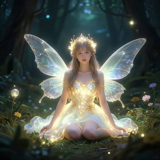 Luminous Fairy in Enchanted Forest