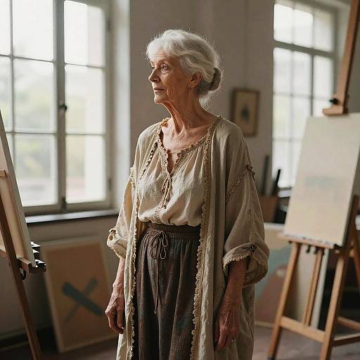 Avant-Garde Portrait of Artistic Elderly Woman