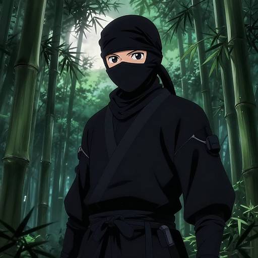 Stealthy Ninja in Bamboo Forest