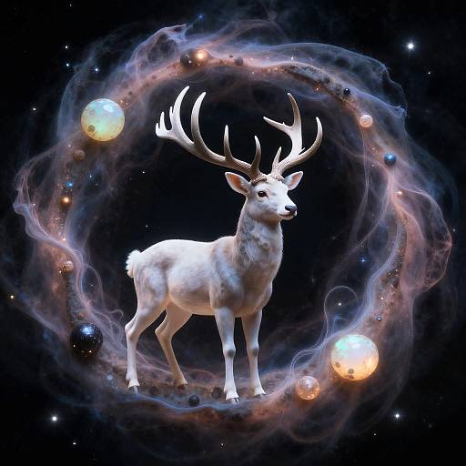 Opalized Nebula Stag with Celestial Antlers
