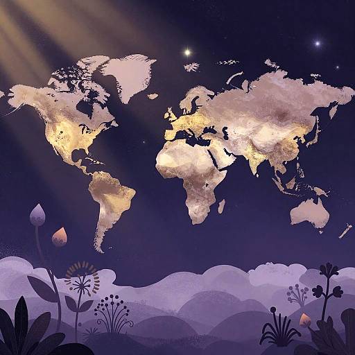 Dreamy Cloudscape with Whimsical Flora