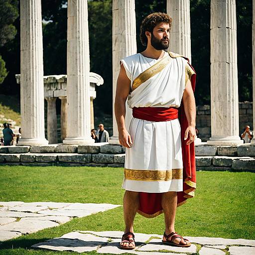 Handsome Man in Ancient Roman Toga